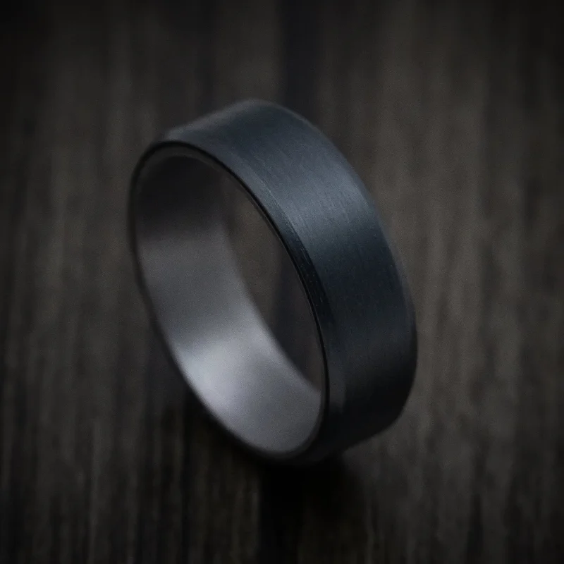 bold topaz summit apex ring-Aged finish ring-Carbon Fiber Band with Tantalum Sleeve Custom Made Men's Ring