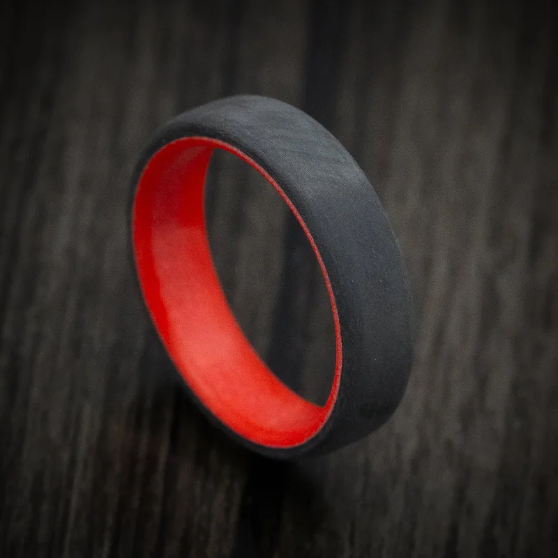 adjustable maple ridge ring-Glint druzy ring-Carbon Fiber Men's Ring with Red Glow Sleeve