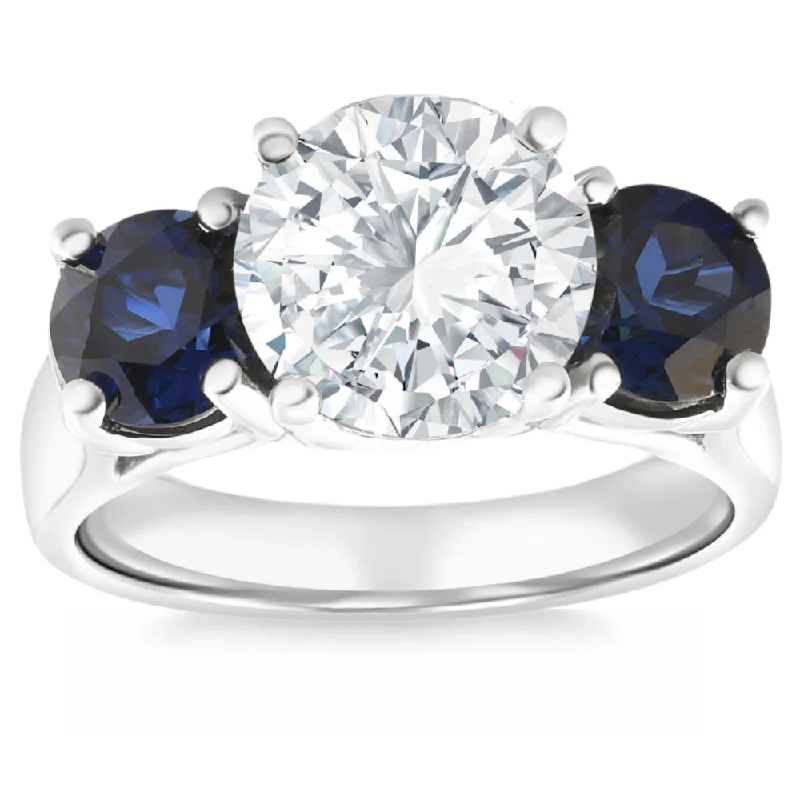 adjustable maple crest ring-Aluminum band ring-Certified 5.03Ct Diamond & Blue Sapphire Engagement Ring 14k Gold Lab Grown