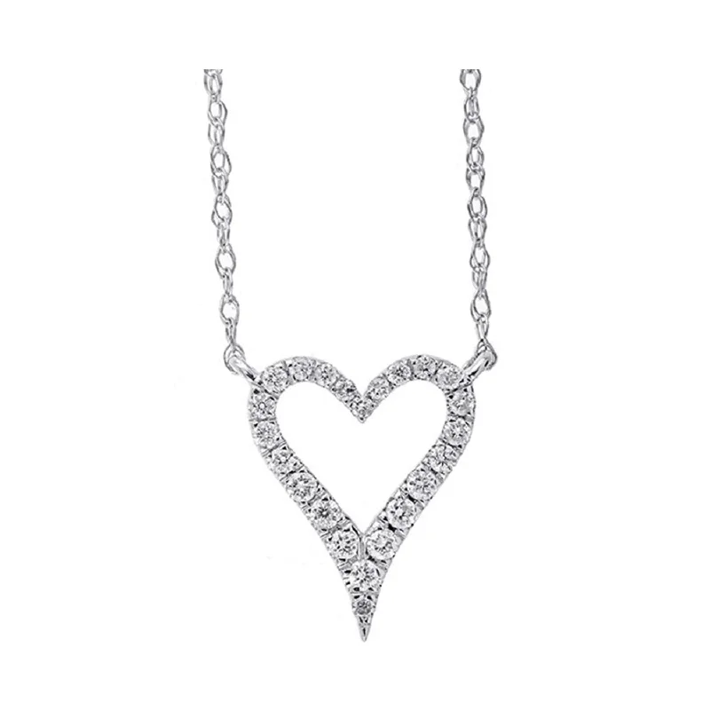 modern contoured chain necklace-Tucked seam necklace-Charming Heart Diamond Pendant Necklace in White Gold, 0.10 cttw