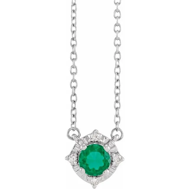 art deco turquoise necklace-Restored object necklace-Created Emerald Necklace with Diamond Halo