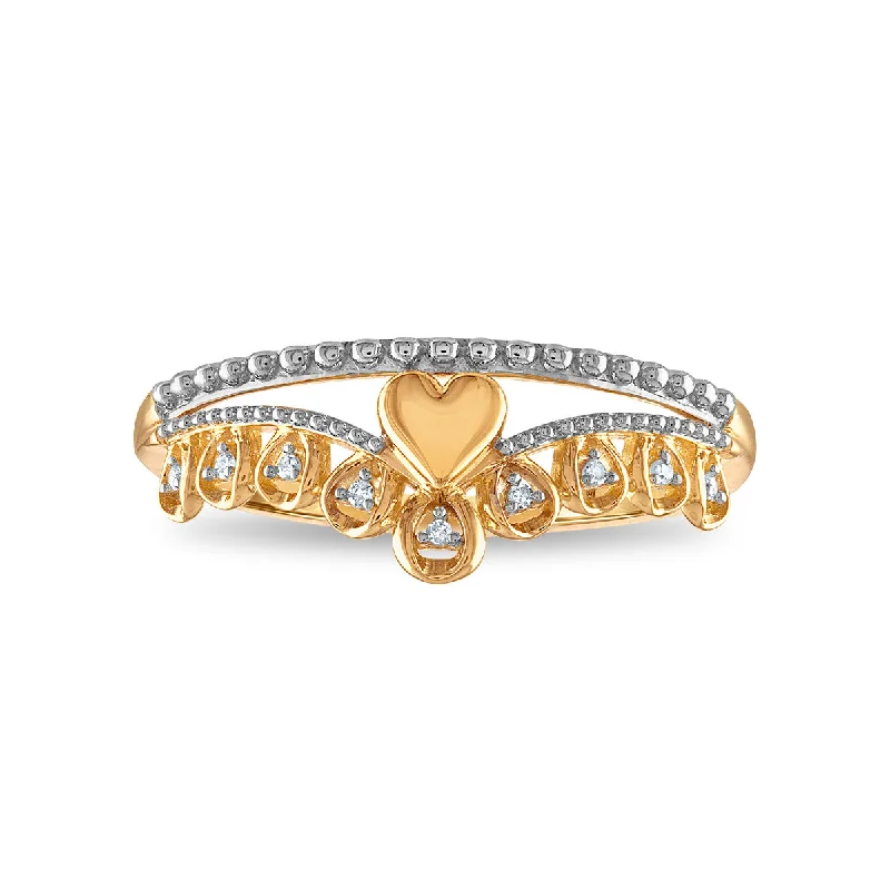 matte copper band ring-Legacy crest ring-Diamond Accent Heart Ring in 10KT Yellow Gold