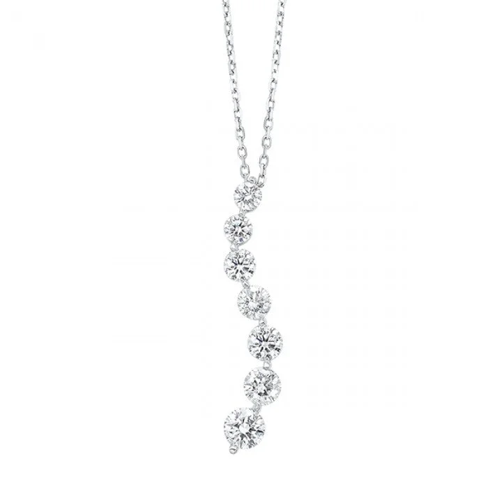 matte silver layer necklace-Solar glow necklace-Diamond Journey Pendant in White Gold - 0.25 ctw.