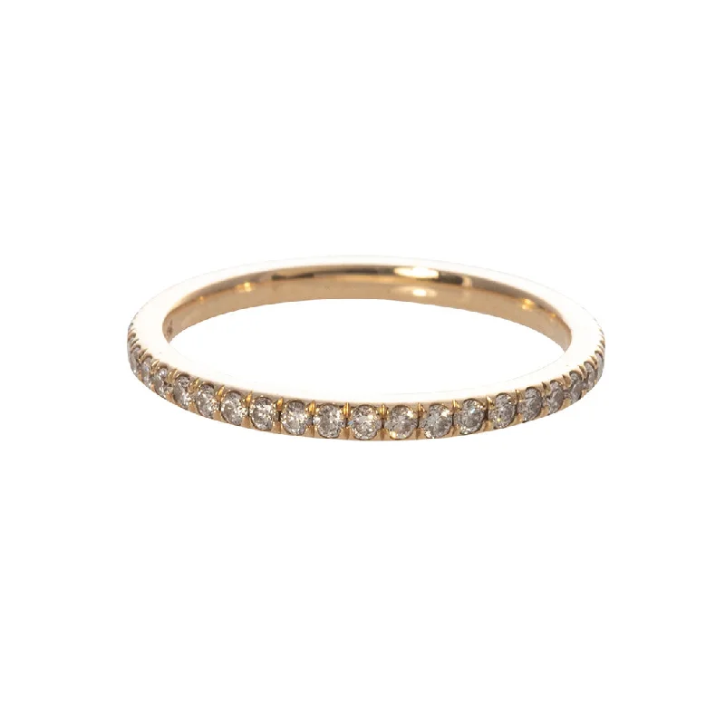 floral prong diamond ring-Lily bloom ring-.42ctw Diamond Micro Pavé 14K Yellow Gold Eternity Band