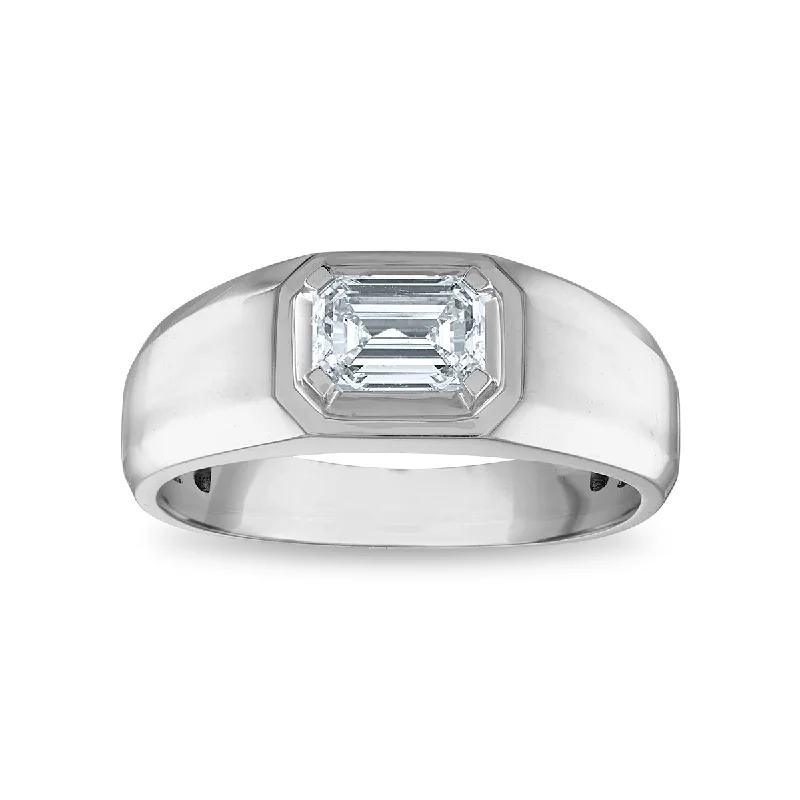 minimalist crest apex ring-Outer stone ring-EcoLove 1 CTW Diamond Solitaire Ring in 14KT White Gold