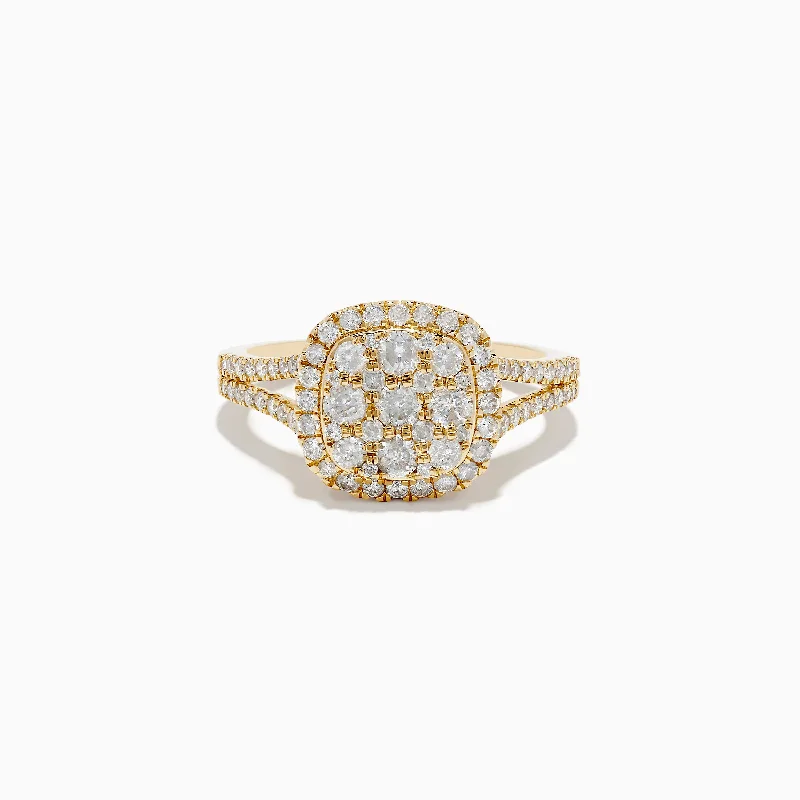 vintage-style amethyst ring-Tide stone ring-Pave Classica 14K Yellow Gold Square Diamond Ring 0.97 TCW