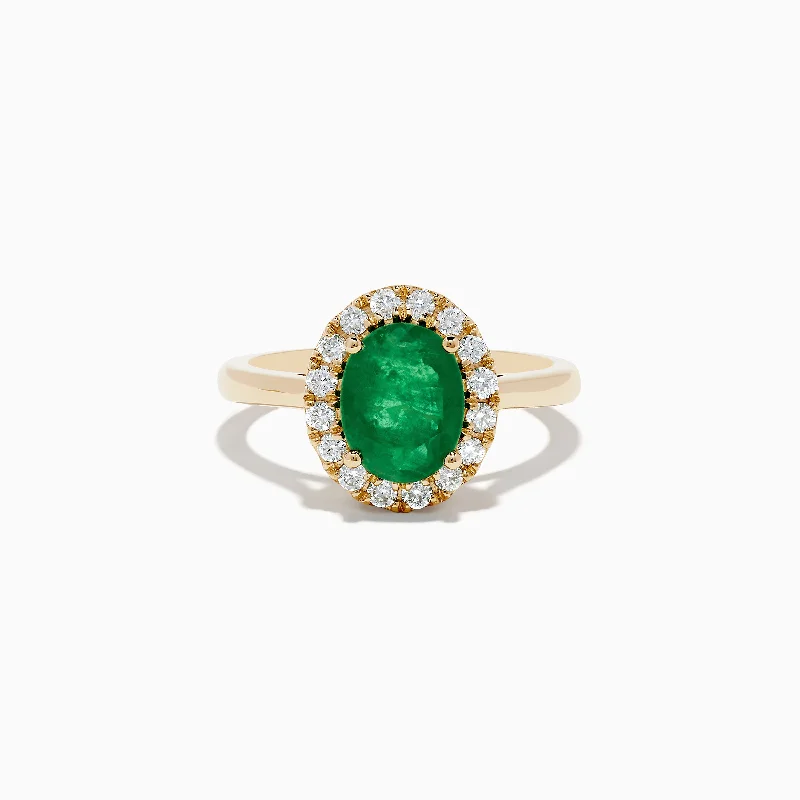 bold topaz summit apex ring-Aged finish ring-14K Yellow Gold Emerald and Diamond Ring