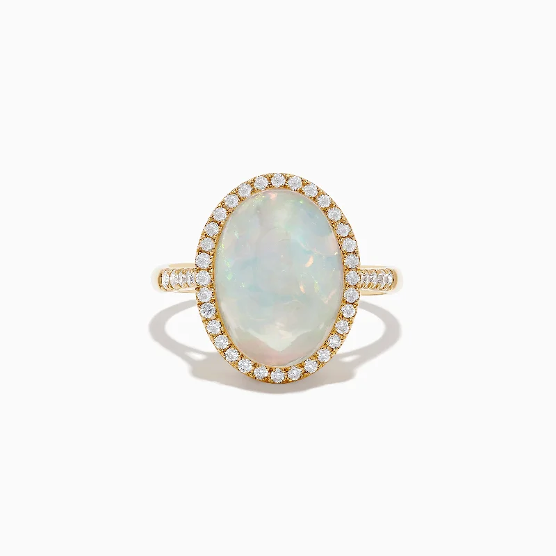 tarnished rose eternity ring-Drift stripe ring-14K Yellow Gold Opal and Diamond Ring