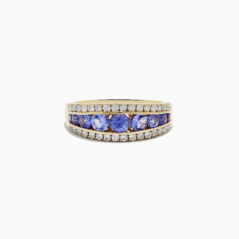 artisan-crafted silver ring-Faint color ring-Nahla Siri 14K Yellow Gold Tanzanite and Diamond Ring