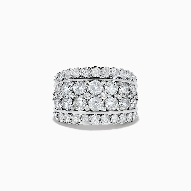 gothic-inspired bear talon ring-Chambray stripe ring-Pave Classica 14K White Gold Diamond Statement Ring 4.84 TCW