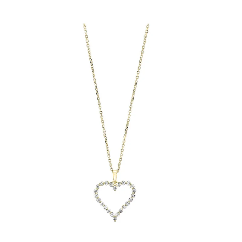 minimalist ridge summit necklace-Eddy swirl necklace-Elegant Yellow Gold Diamond Open Heart Pendant Necklace, 0.25 cttw