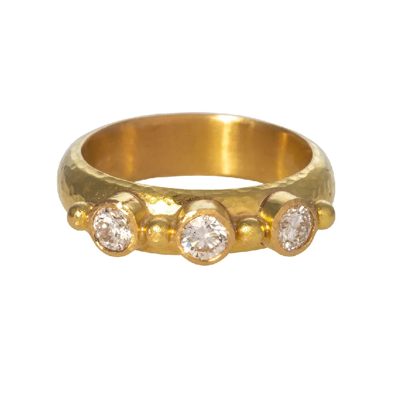 boho-inspired peridot ring-Gaelic weave ring-Elizabeth Locke Round Diamond Gold Dot Stack Ring