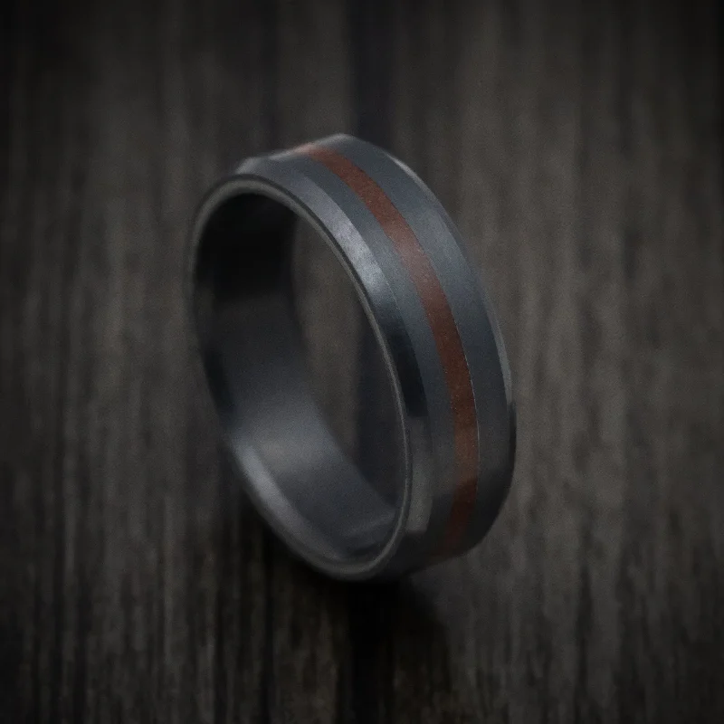 bohemian ridge apex ring-Symbol code ring-Elysium Black Diamond and Dinosaur Bone Inlay Men's Ring