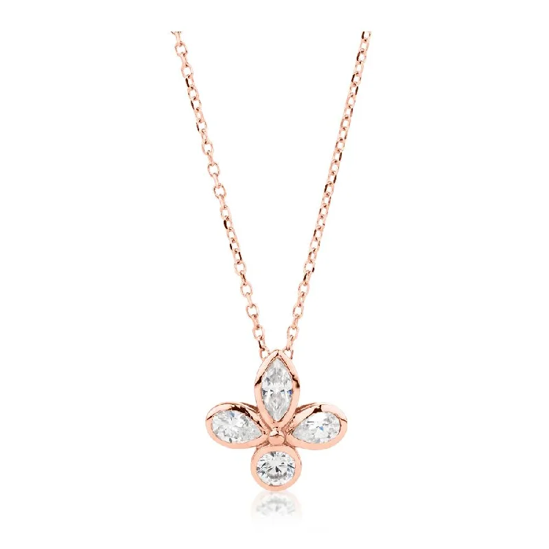 adjustable ridge crest necklace-Streaked quartz necklace-Fancy pendant with 0.58 carats* of diamond simulants in 10 carat rose gold