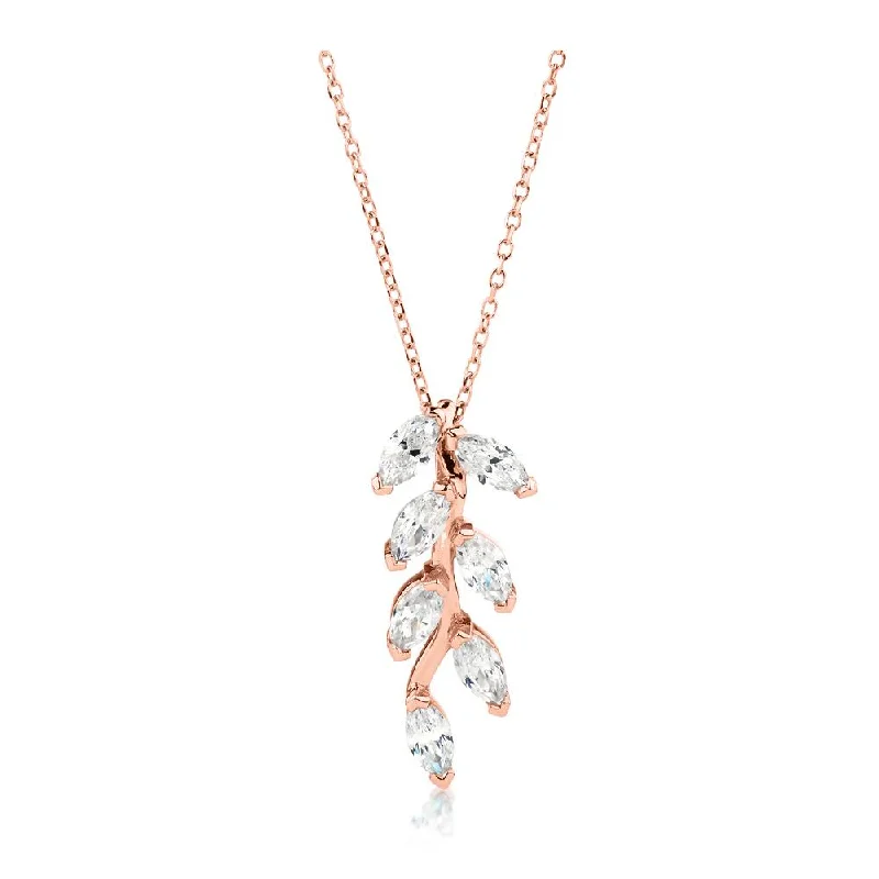 vintage-style opal necklace-Early stone necklace-Fancy pendant with 0.98 carats* of diamond simulants in 10 carat rose gold