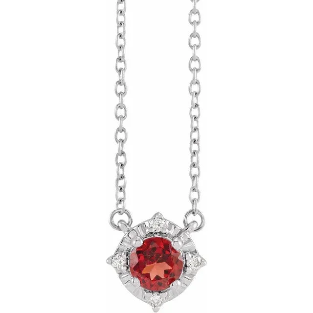 bold heptagonal topaz necklace-Dream set necklace-Garnet Necklace with Diamond Halo