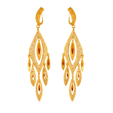 bold topaz summit apex earrings-Aged finish earrings-Gorgeous 22k Meenakari Gold Drop Earrings With Jali Work