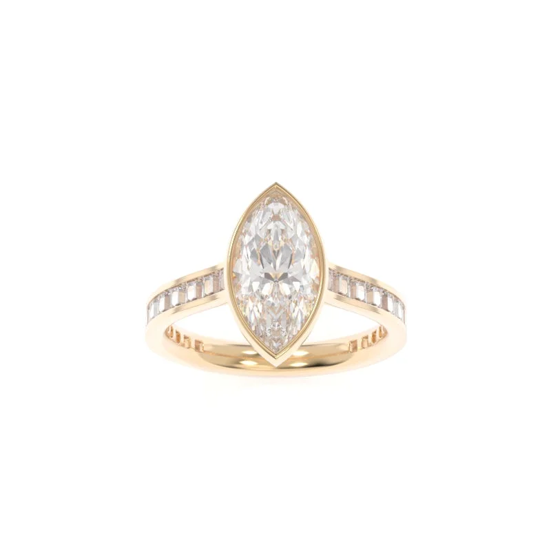 tarnished silver ring-High bezel ring-Gwen Ring Marquise