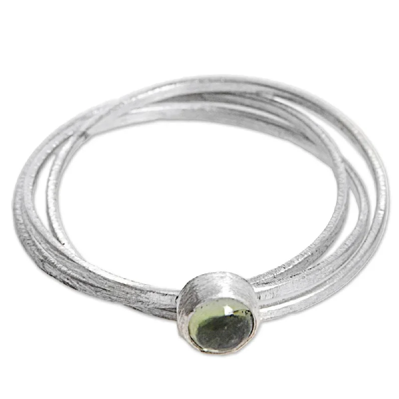 adjustable maple crest ring-Aluminum band ring-Handmade Sterling Silver 'Magical Force in Light Green' Peridot Ring (Indonesia)