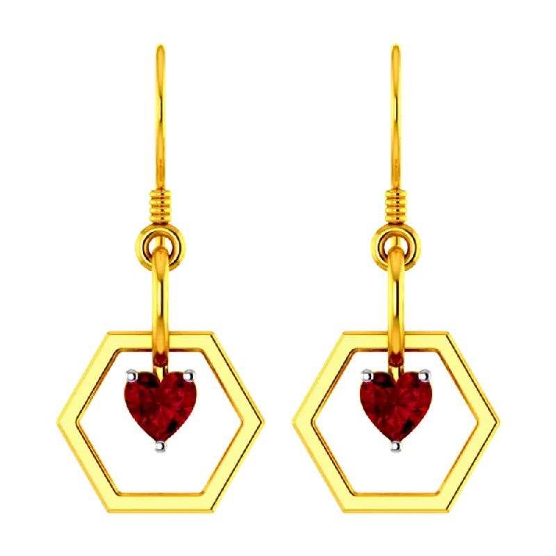 bold sapphire summit apex earrings-Raised scale earrings-Hexagonal 22k Gold Ring With A Mini Heart Pendant