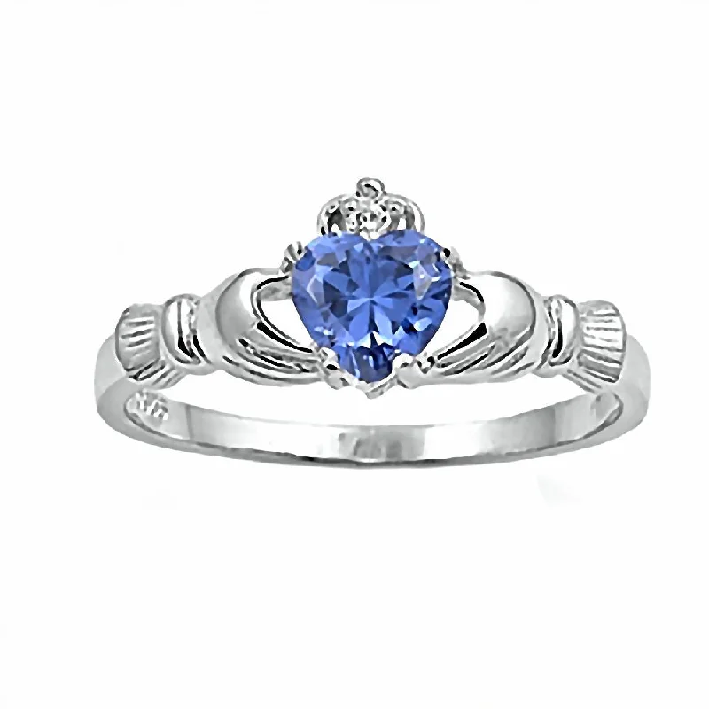 tarnished rose eternity ring-Drift stripe ring-Innes: 0.765ct Heart cut Tanzanite Ice CZ Claddagh Ring Silver