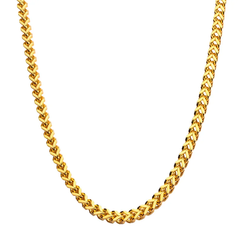 floral-inspired jade necklace-Hazel grain necklace-Inox 6mm Franco Link Necklace in Gold- 24"