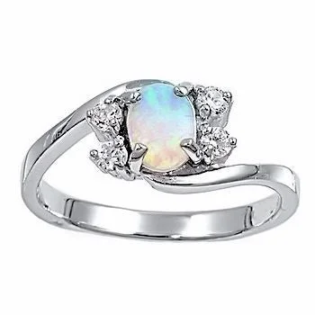 pear-cut sapphire ring-Pale mist ring-Jamaica: White Opal and Russian Ice Diamond CZ Cocktail Promise Ring