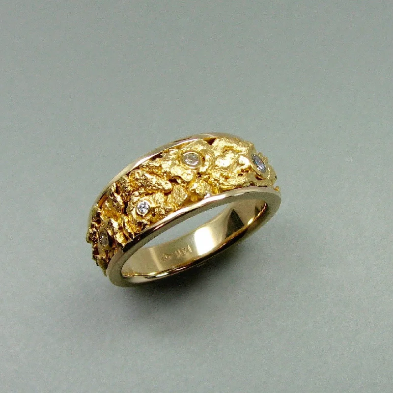 modern sleek crest ridge ring-Horn ridge ring-Nugget Ring