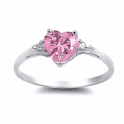 gothic-inspired eagle claw ring-Coral bead ring-Patsy: 0.81ct Heart Cut Pink Sapphire Ice CZ Promise Friendship Ring