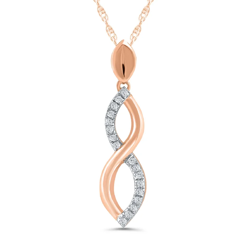 floral eternity sapphire necklace-Glossy stone necklace-Rose Gold Diamond Curved Infinity Pendant Necklace, 0.05 cttw