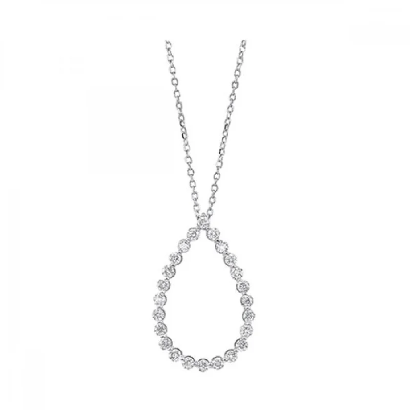 artisan-crafted titanium necklace-Trailing vine necklace-Sculptural Diamond Teardrop Pendant Necklace in White Gold, 0.5 cttw