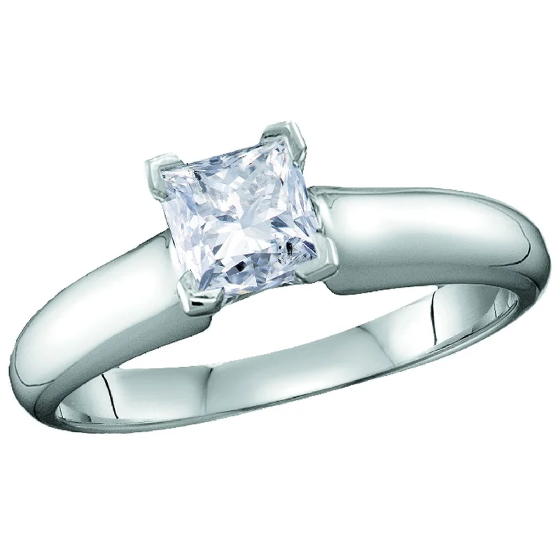 inscribed forever ring-Fossil shard ring-Signature 1/2 CTW Princess Cut Diamond Solitaire Ring in 14KT White Gold