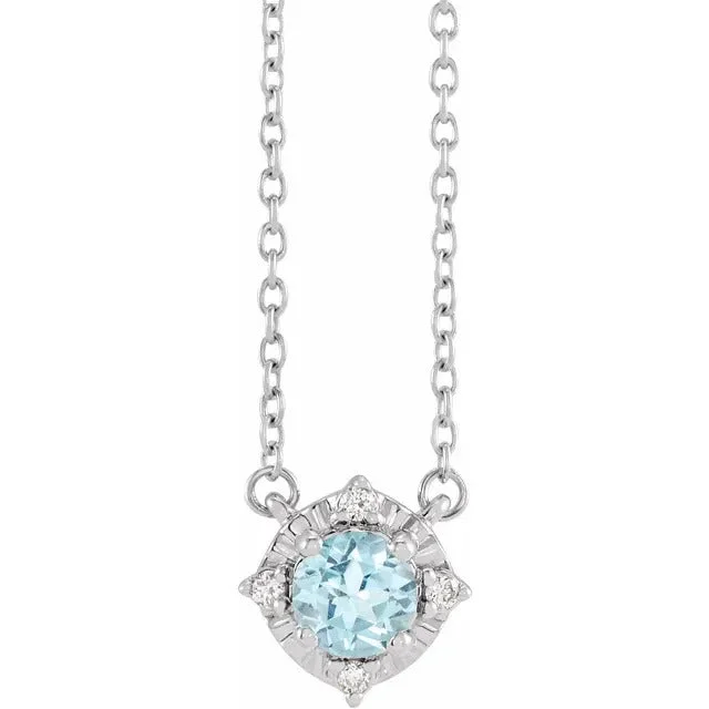 minimalist peak apex necklace-Art deco style necklace-Sky Blue Topaz Necklace with Diamond Halo