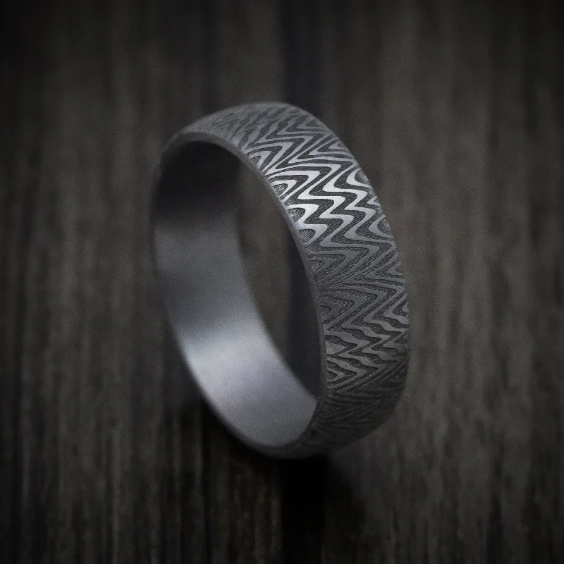 tarnished gold stack ring-Faded edge ring-Tantalum Band with Organic Design Pattern Custom Made Men's Ring