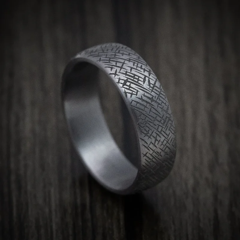 adjustable ridge crest ring-Streaked quartz ring-Tantalum Band with Organic Design Pattern Custom Made Men's Ring