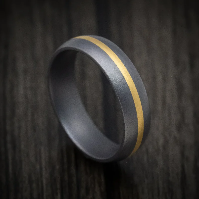 minimalist apex ridge ring-Classic style ring-Tantalum Men's Ring with 22K Yellow Gold Inlay