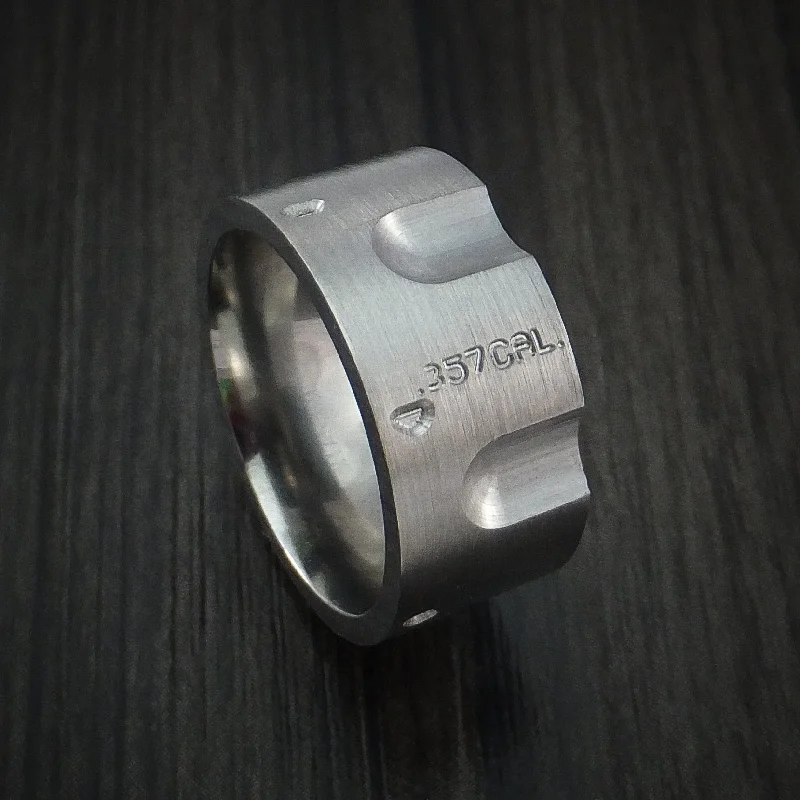 inscribed dynasty ring-Nautilus shell ring-Titanium Revolver Men's Ring .357 Caliber Custom Made Band