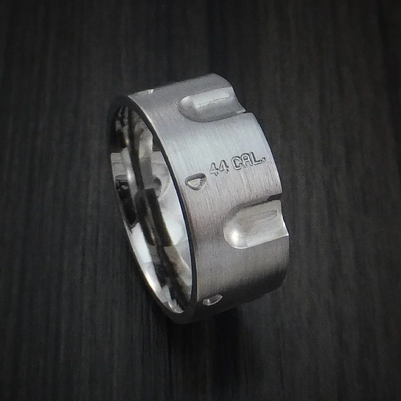 floral-inspired citrine ring-Ripple tide ring-Titanium Revolver Men's Ring .44 Caliber Custom Made Band