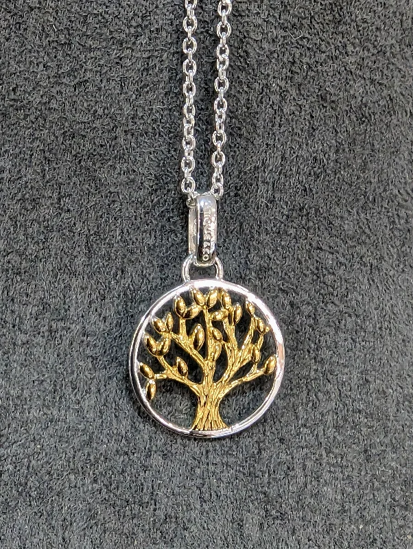 floral-inspired turquoise necklace-Rippled chain necklace-Unique & Co Gold Tree of Life Pendant - Reversible