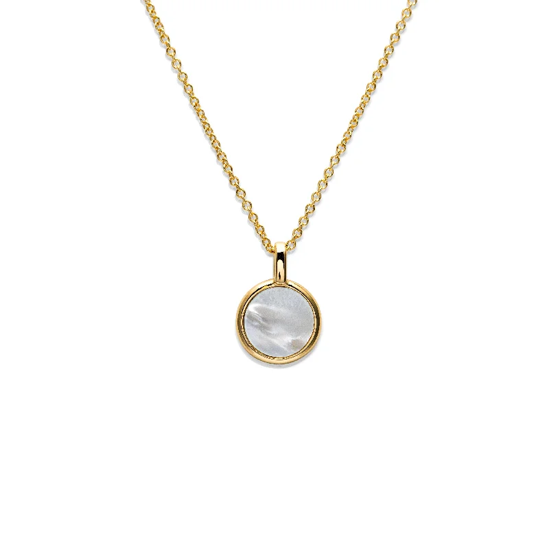 artisan-crafted jade necklace-Nebula pendant necklace-Unique & Co 18ct Gold and Mother of Pearl Pendant