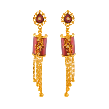 nature-themed branch ridge earrings-Woven twig earrings-Uniquely Shaped 22k Gold Earrings With Intricate Detailing