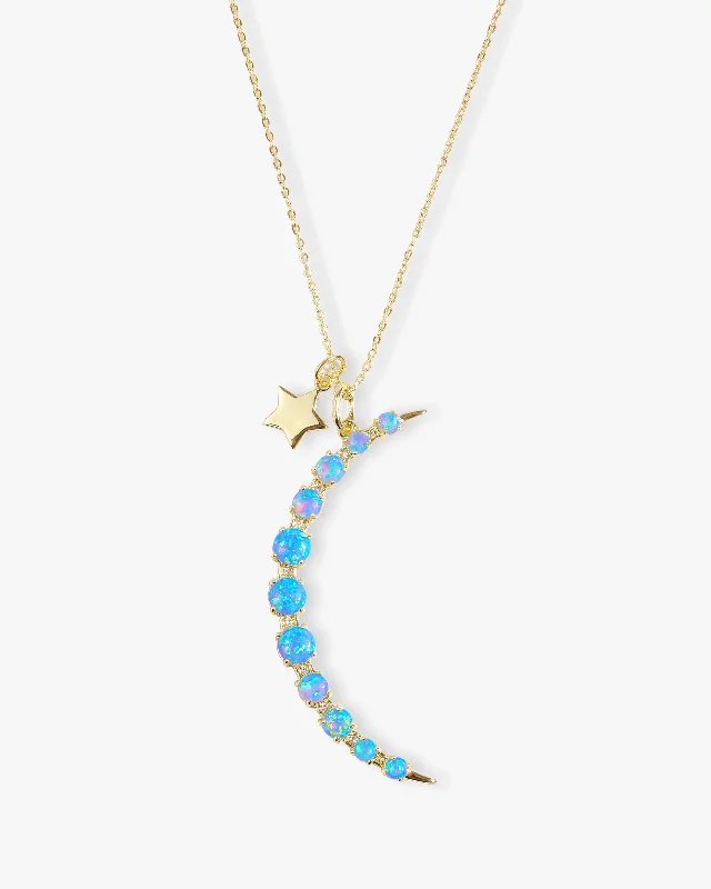 bold ruby summit apex necklace-Cilantro sprig necklace-"What Dreams are Made of" Necklace - Gold|Blue Opal