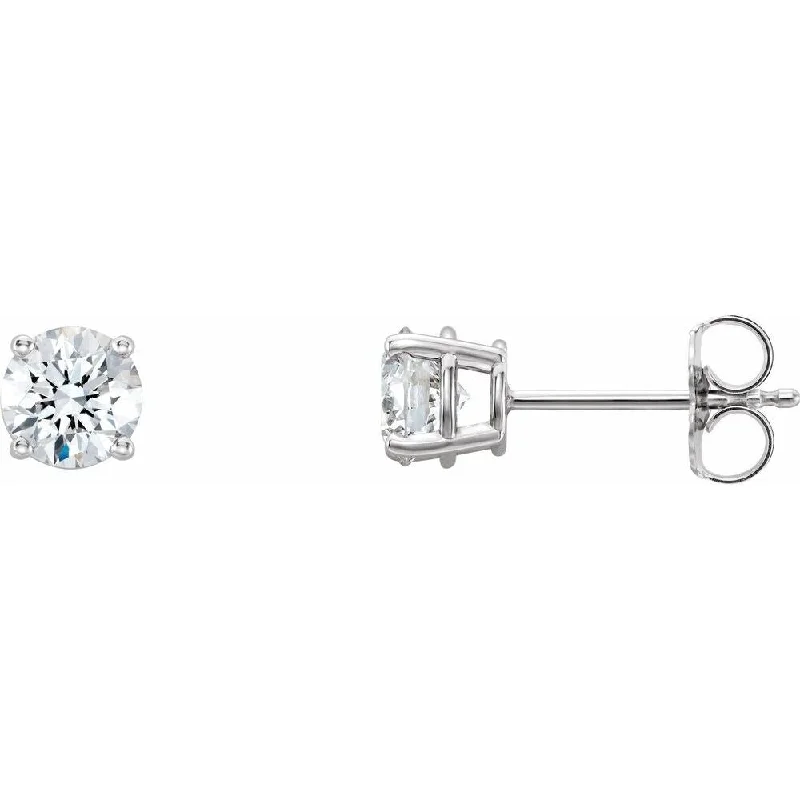 nature-themed ridge crest earrings-Fern vine earrings-14k White Gold 1 1/4 CTW Lab-Grown Diamond Stud Earring for Women