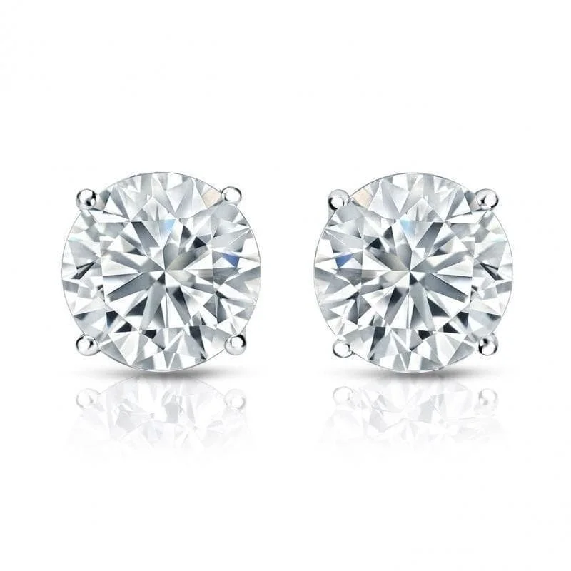 adjustable blaze earrings-Sculpted cut earrings-Auriya 1 1/2ctw Round Diamond Stud Earrings 18kt Gold GIA Certified