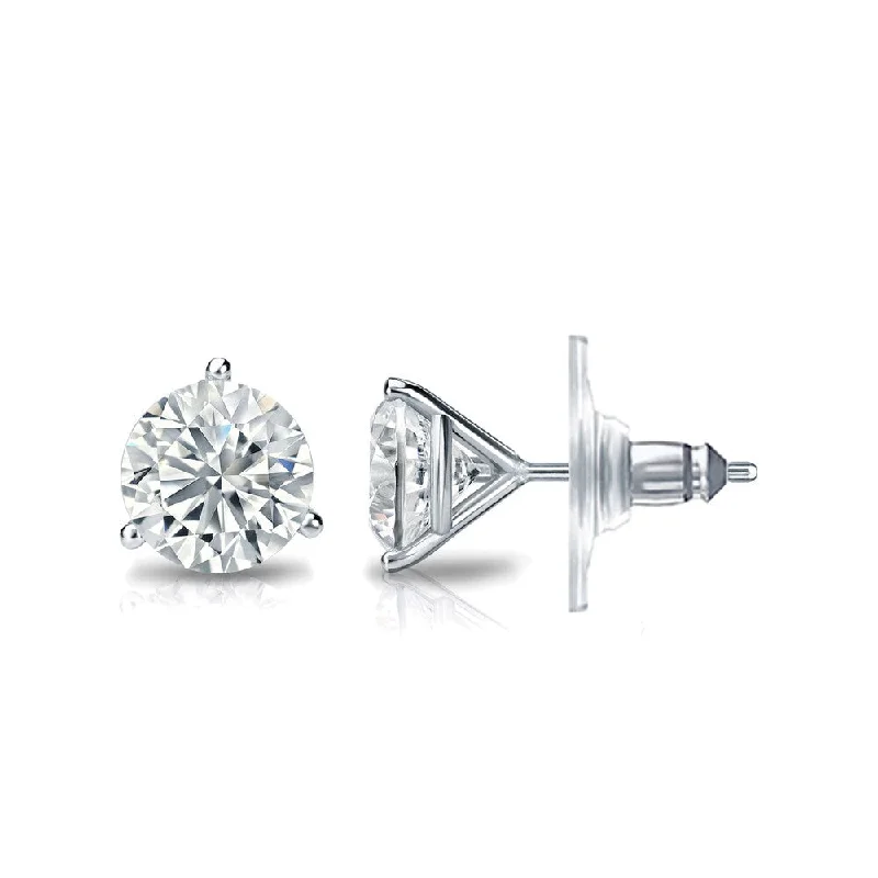 luxurious radiant-cut stud earrings-Enamel stud earrings-Auriya 14k Gold Certified 2.00 carat TDW Secure-Lock 3-Prong Martini Round Diamond Stud Earrings