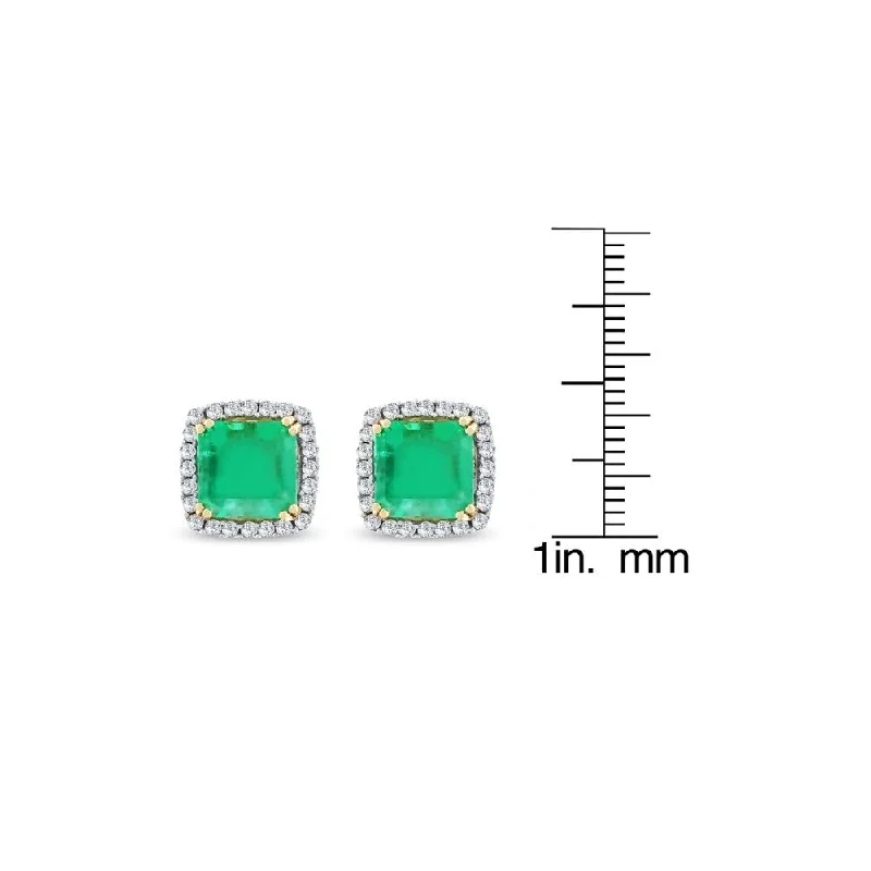 minimalist crest apex earrings-Outer stone earrings-Auriya 14k Yellow Gold 5 3/8ct Emerald and 1/2ct TDW Diamond Earrings - White