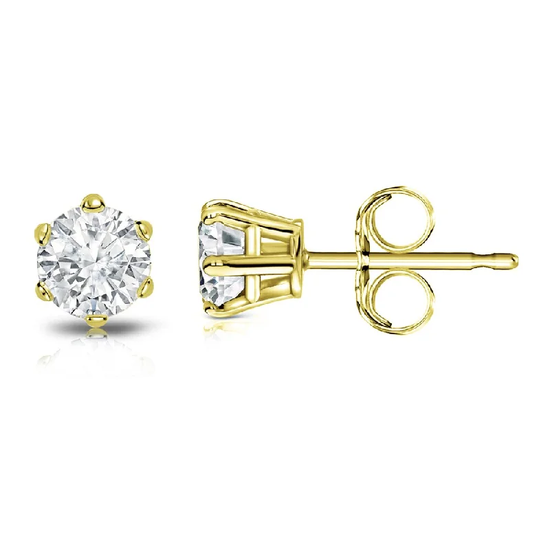 bohemian ridge apex earrings-Symbol code earrings-Auriya 3/4ctw Round Diamond Stud Earrings 14k Gold 6-Prong (I-J, I1-I2)