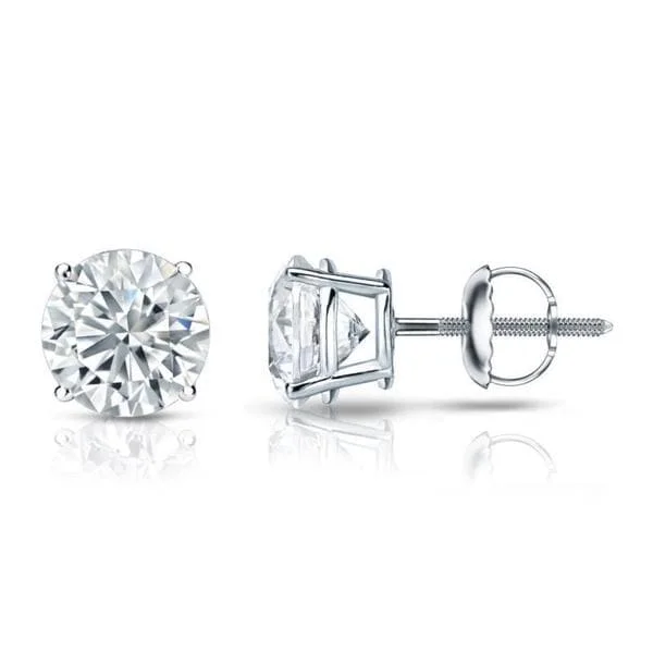 bohemian summit ridge earrings-Arcing hoop earrings-Auriya Platinum 1 3/4ctw Round Diamond Stud Earrings GIA Certified