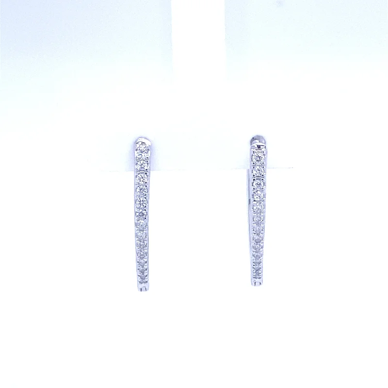 modern arched drop earrings-Shale shard earrings-Bremer Jewelry Round Medium Hoop Diamond Earrings in 10K White Gold (0.25ctw)