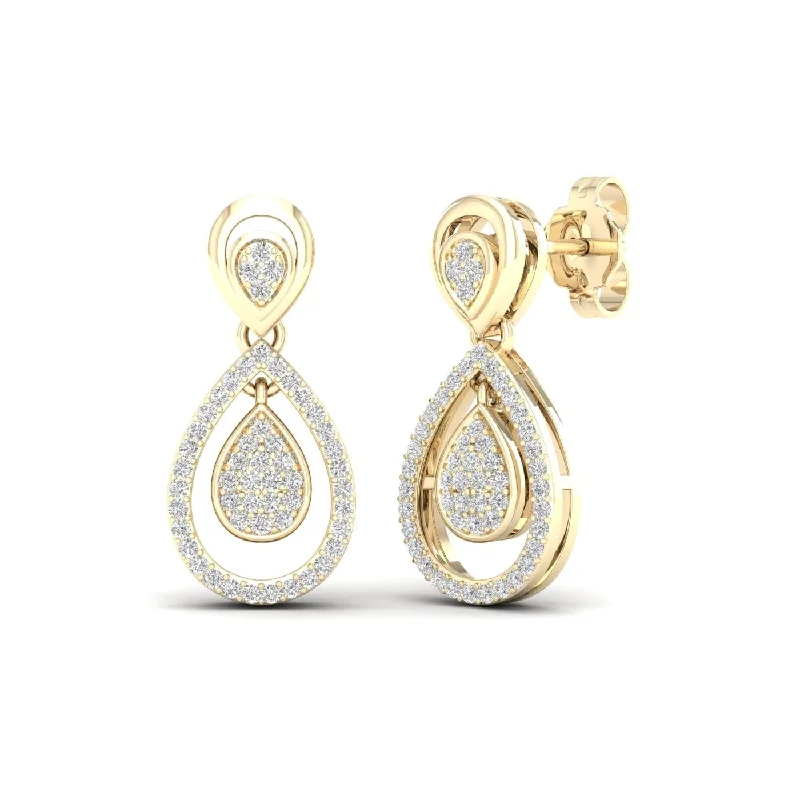 nature-themed maple earrings-Textured gem earrings-De Couer 1/4ct Diamond Infinity Drop Earrings (H-I, I2) - White